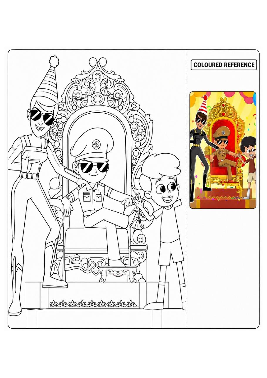 Little Singham printable coloring page preview 4