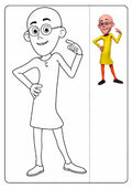 Motu Patlu printable coloring page preview 1