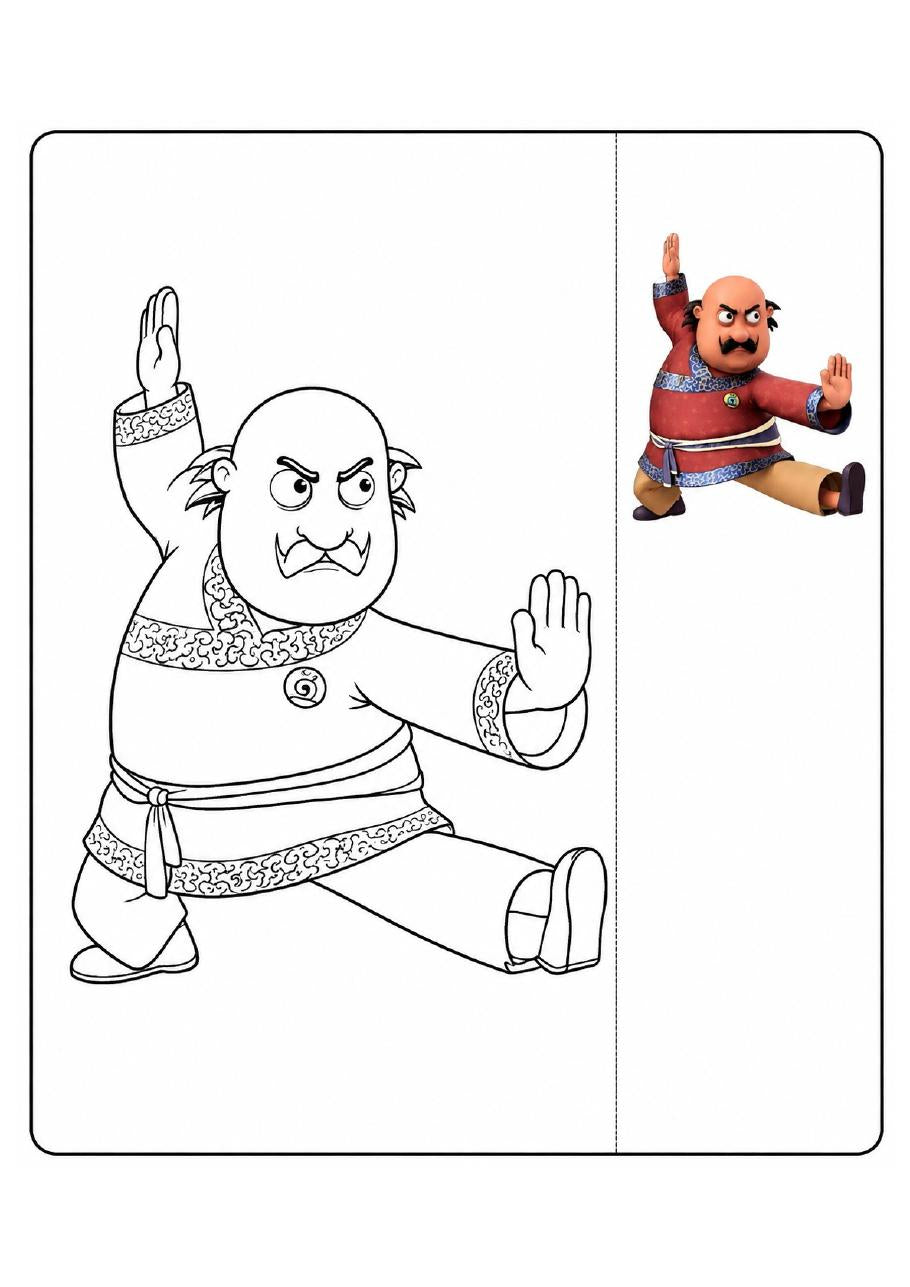 Motu Patlu printable coloring page preview 2