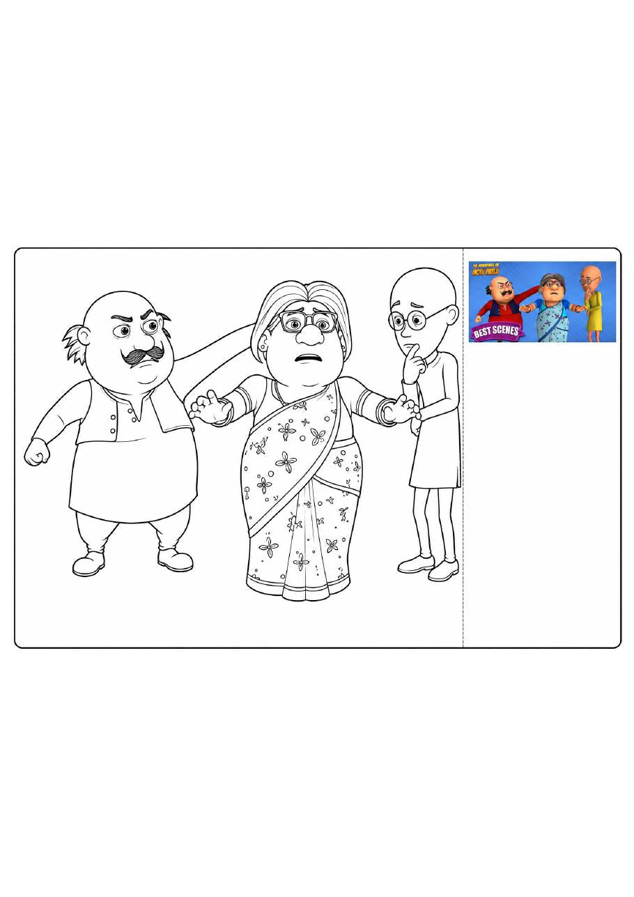 Motu Patlu printable coloring page preview 8