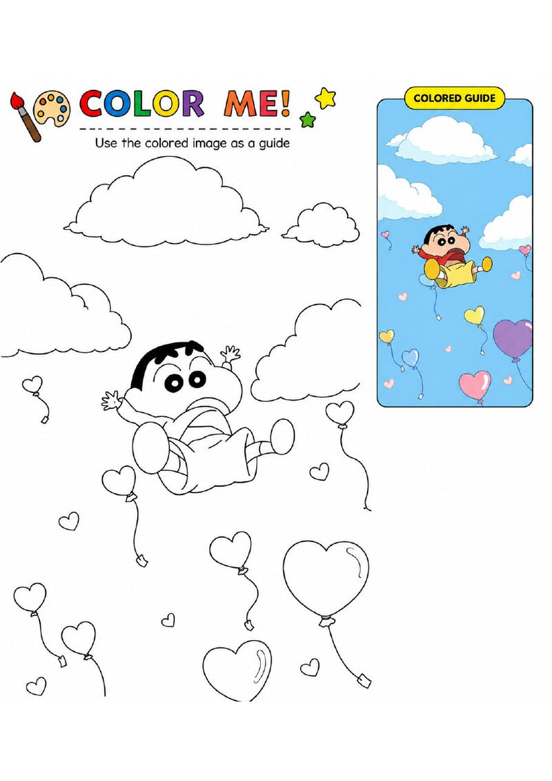 Shinchan Printable Coloring Book - 54 A4 Pages